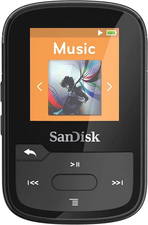Used SanDisk 16GB Clip Sport Plus MP3 Player, Black - Bluetooth, LCD Screen, FM Radio