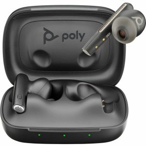 Erneuerte Poly Plantronics Voyager Free 60 Bluetooth UC-Ohrhörer mit Basis-Ladeetui (Teams, USB-C, Schwarz) – Kompatibel mit beliebten und neuesten Meeting-Plattformen