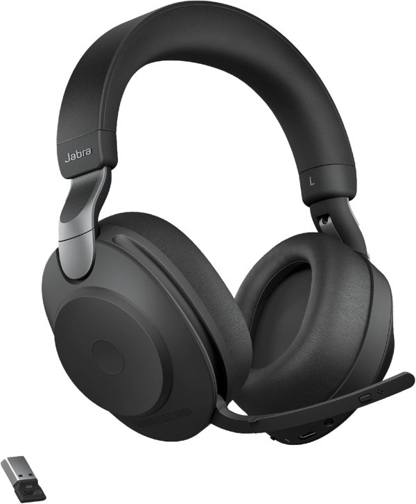 Erneuerter Jabra EVOLVE2 85, LINK380A UC Stereo, Schwarz, geräuschunterdrückender UC-zertifizierter Stereokopfhörer mit langlebigem Akku