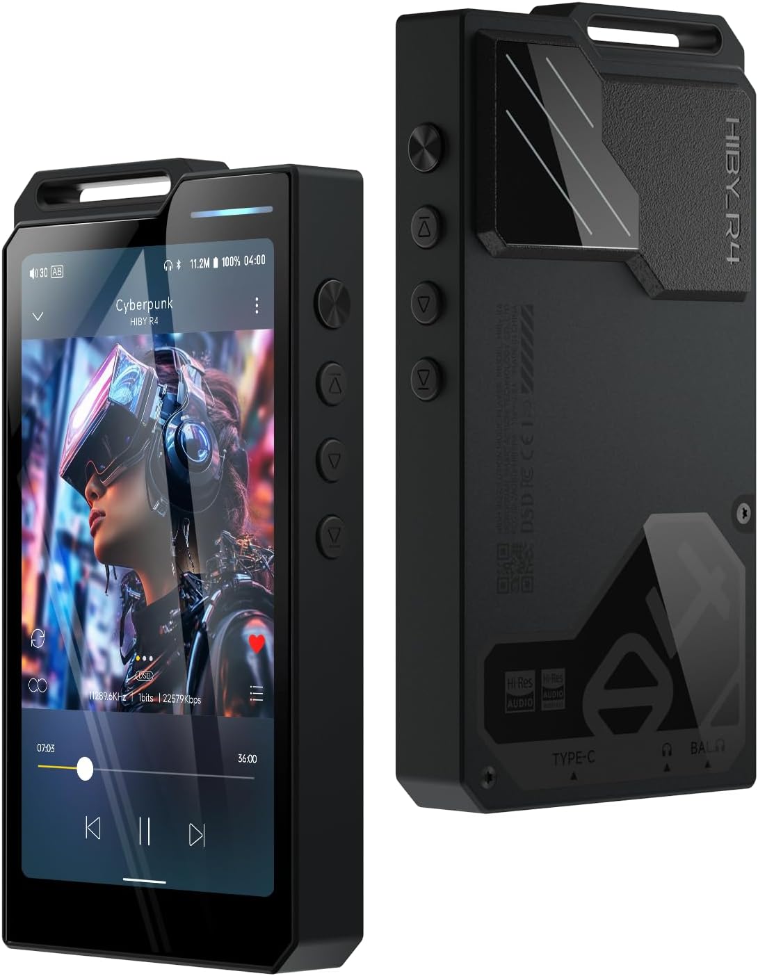 HiBy R4 mp3 & mp4 Players spotify Player with Bluetooth and WiFi 4-Way HiFi DAP Android 12 OS 3.5mm po+4.4mm bal 32G+2TB Scalable Memory