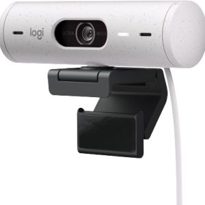 Logitech Brio 500 Full HD AI Webcam with Auto Light Correction,Show Mode, Dual Noise Reduction Mics, Webcam Privacy Cover, Works with Microsoft Teams, Google Meet, Zoom, USB-C Cable - Off White