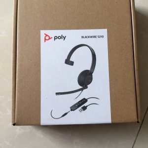 Poly Blackwire 5210 Wired Headset (Plantronics) Flexible Noise-Canceling Boom Mic Single-Ear Design - PC/Mac, Mobile via USB-C, USB-A, 3.5mm - Works w/Teams, Zoom