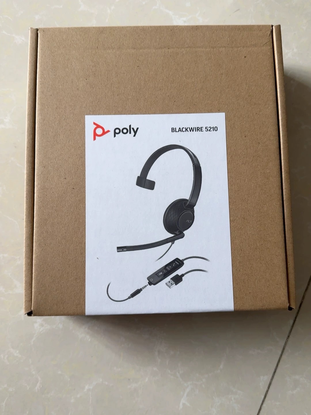 Poly Blackwire 5210 Wired Headset (Plantronics) Flexible Noise-Canceling Boom Mic Single-Ear Design - PC/Mac, Mobile via USB-C, USB-A, 3.5mm - Works w/Teams, Zoom