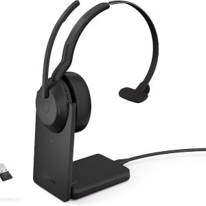 Jabra Evolve2 55 Mono-Funkheadset mit Ladestation, AirComfort-Technologie, gerรคuschunterdrรผckenden Mikrofonen und aktiver Gerรคuschunterdrรผckung โ Kompatibel mit UC-Plattformen wie Zoom und Google Meet โ Schwarz